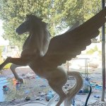 White Pegasus Statue with fully spread wings