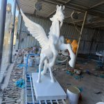 White Pegasus Statue with raised front legs