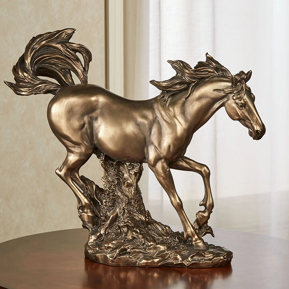 small brass running horse statue