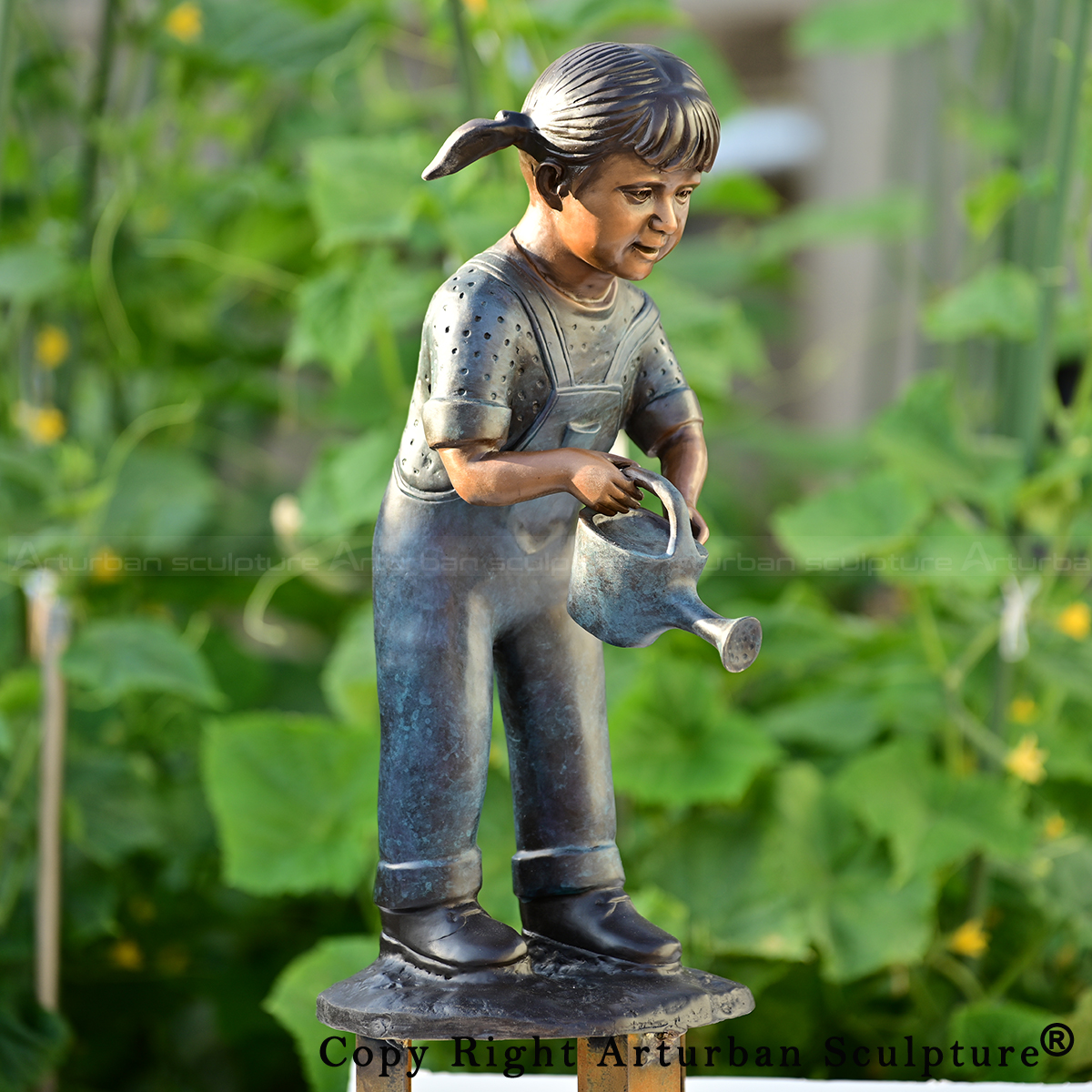3 Outdoor child garden statue bronze