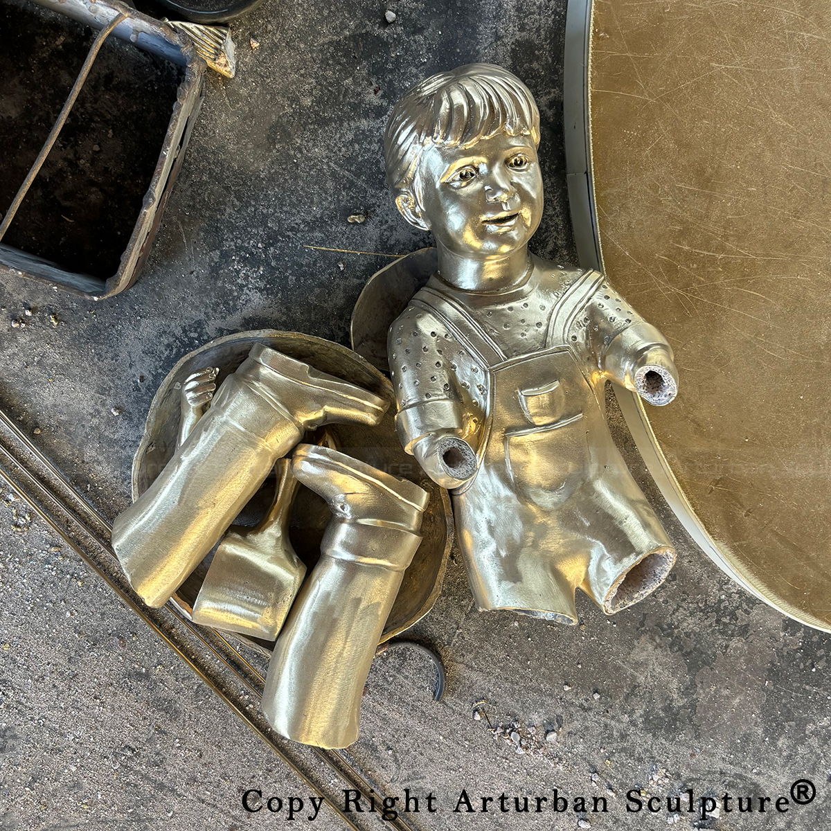 5 Bronze sculpture casting parts assembly