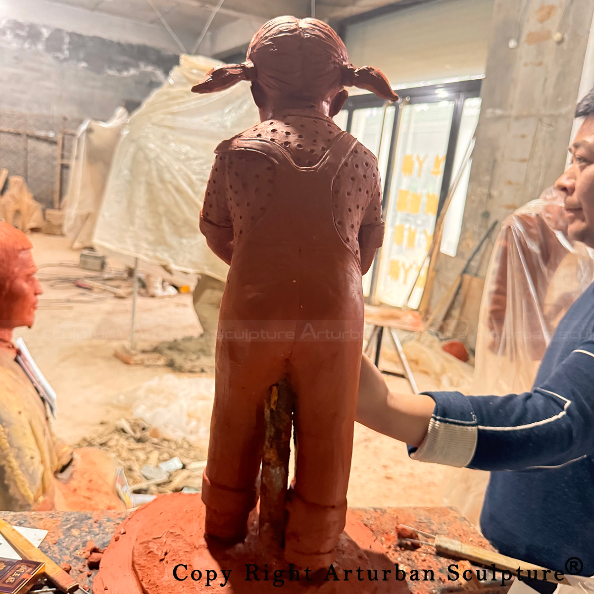 5 Custom child garden statue clay prototype