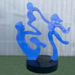 Blue stainless steel Modern Family Sculpture figures