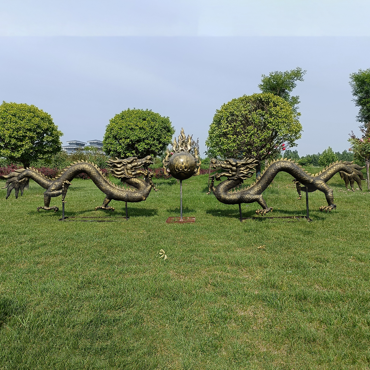 Fiberglass Asian Dragon Sculpture with antique finish