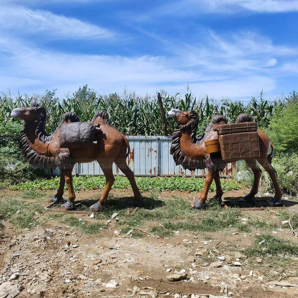 Fiberglass Camel Statue With Packs for sale