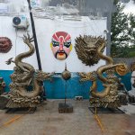 Fiberglass Dragon Garden Water Feature with twin dragons