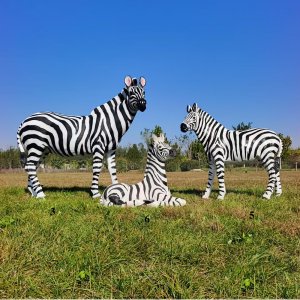 Fiberglass Large Zebra Statue family on grass