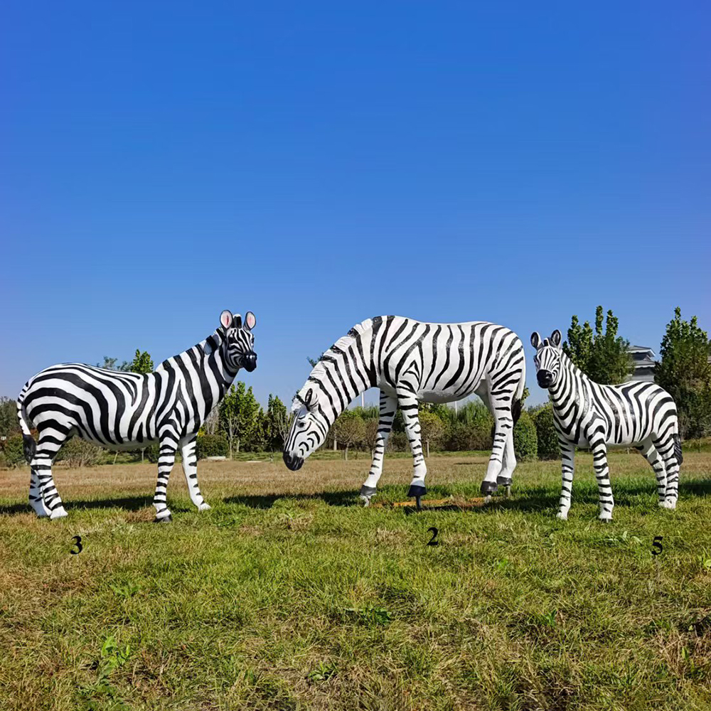 Fiberglass Large Zebra Statue group outdoor display