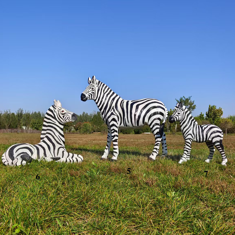 Fiberglass Large Zebra Statue group outdoor display