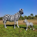 Fiberglass Large Zebra Statue with young foal
