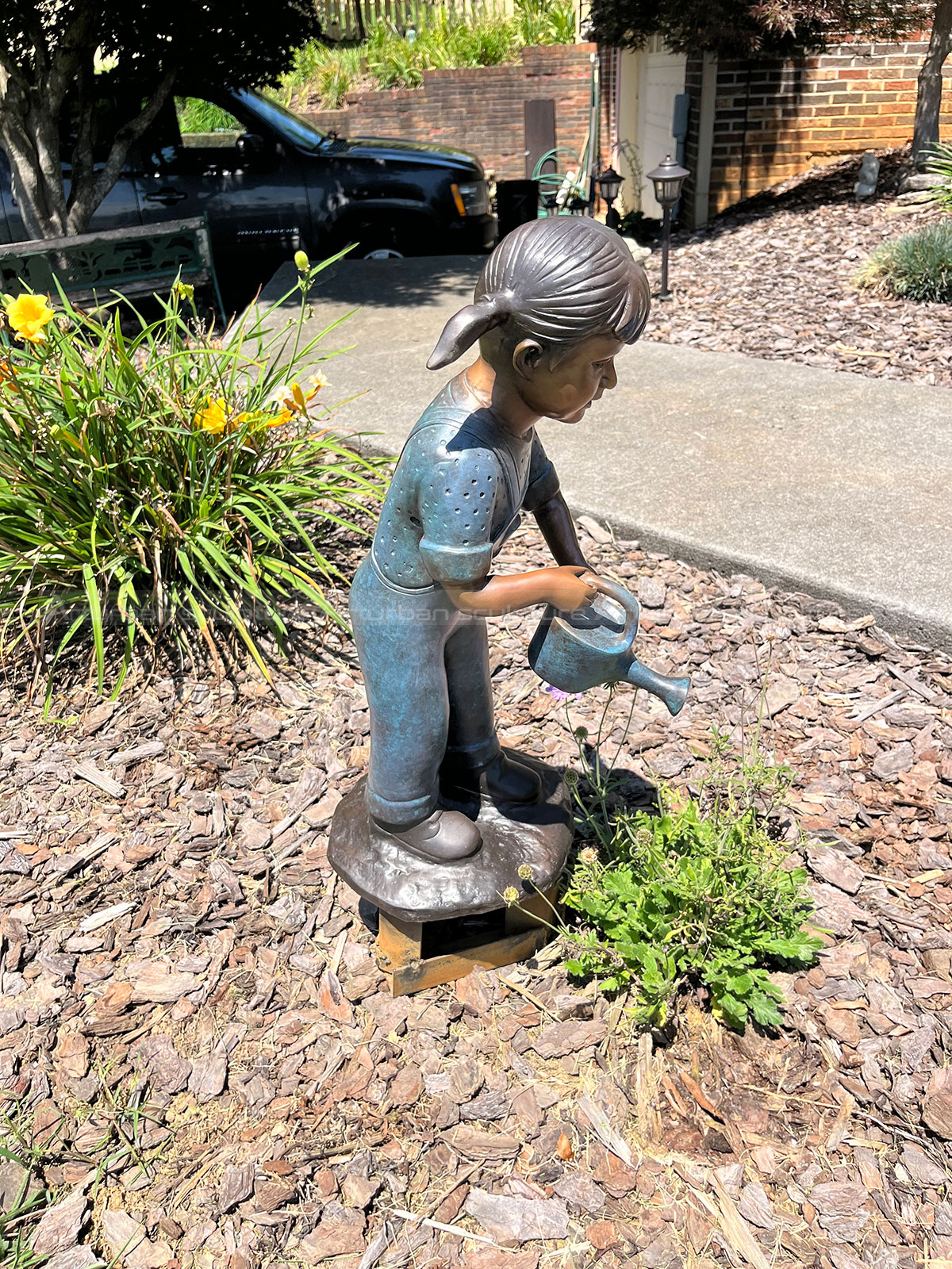 Girl with Watering Can Statue customer project