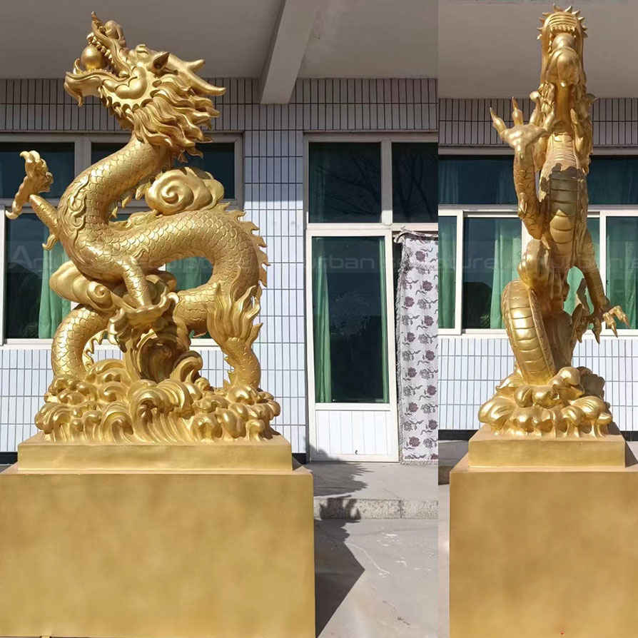 Golden Dragon Spitter Fountain sculpture