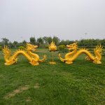 Fiberglass Asian Dragon Sculpture with antique finish