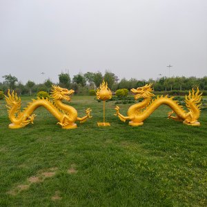 Fiberglass Asian Dragon Sculpture with antique finish