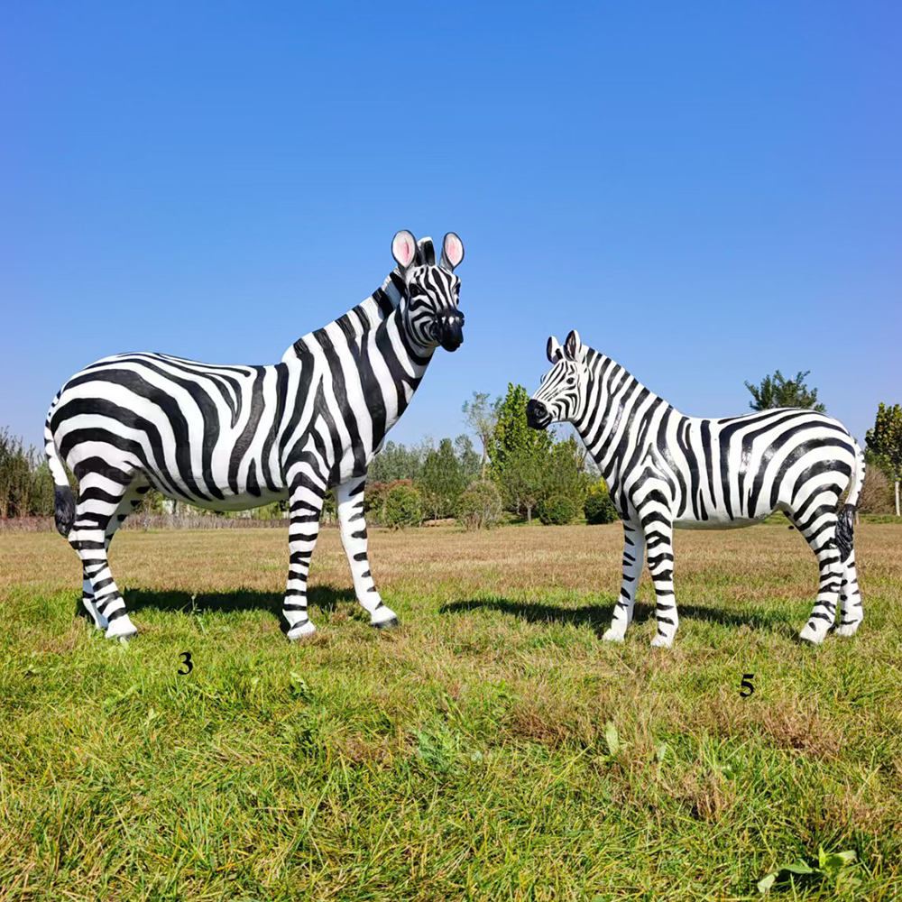 Large Zebra Statue fiberglass adult on lawn