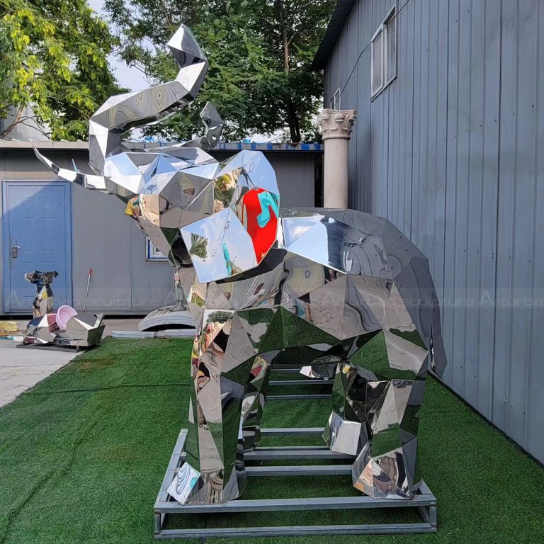 Modern Geometric Elephant Outdoor Statue