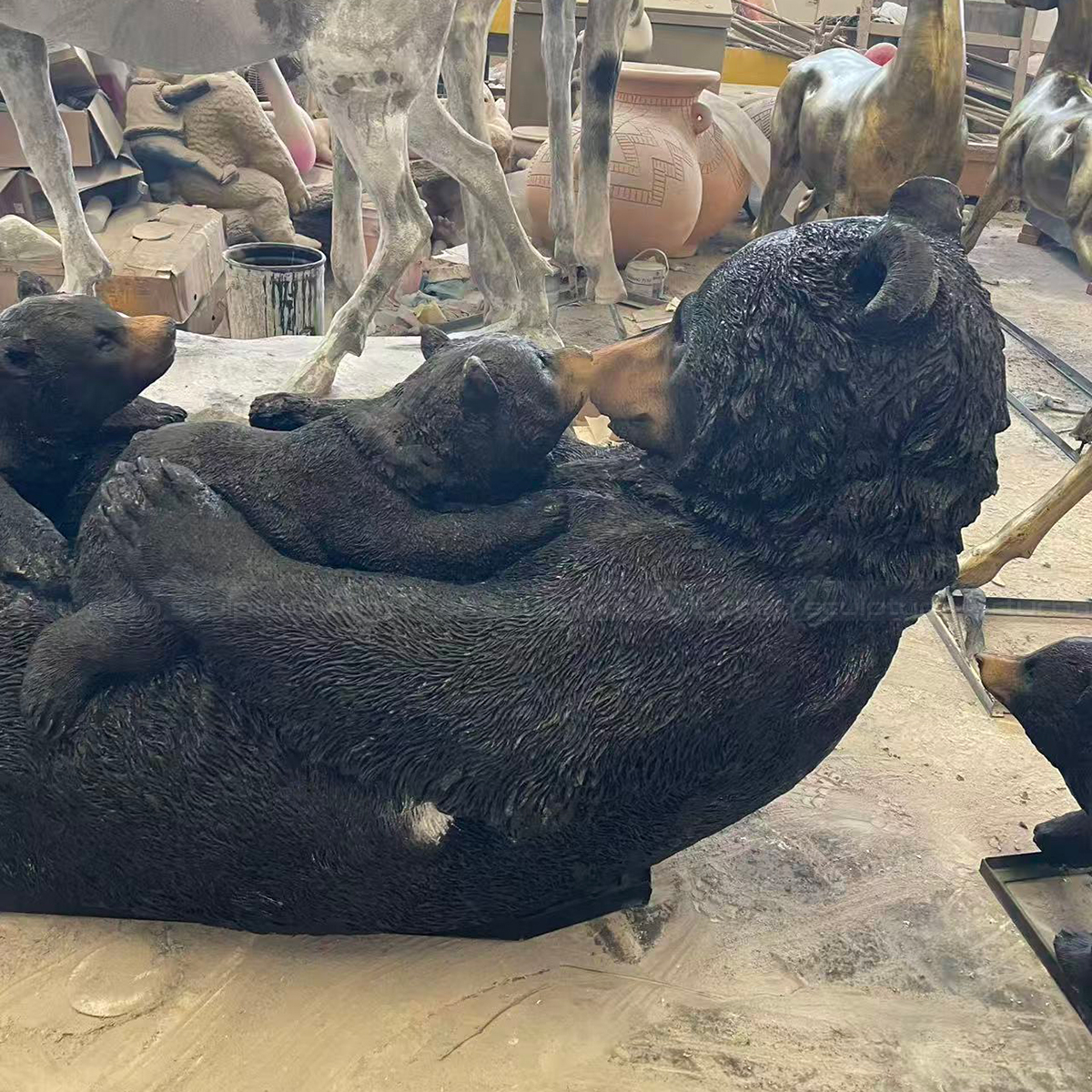 Mother and Bear Cub Outdoor Statue