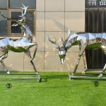 Pair of Modern Deer Statue in stainless steel