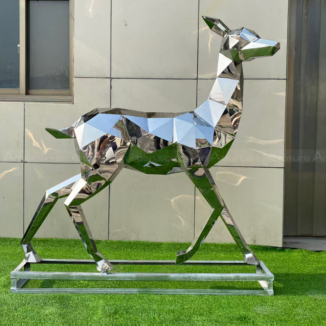 Walking Modern Deer Statue in stainless steel