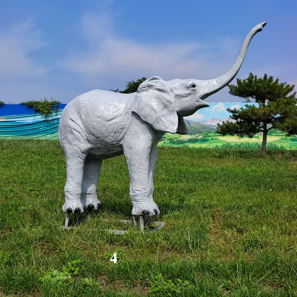 fiberglass Elephant Garden Décor raising long trunk