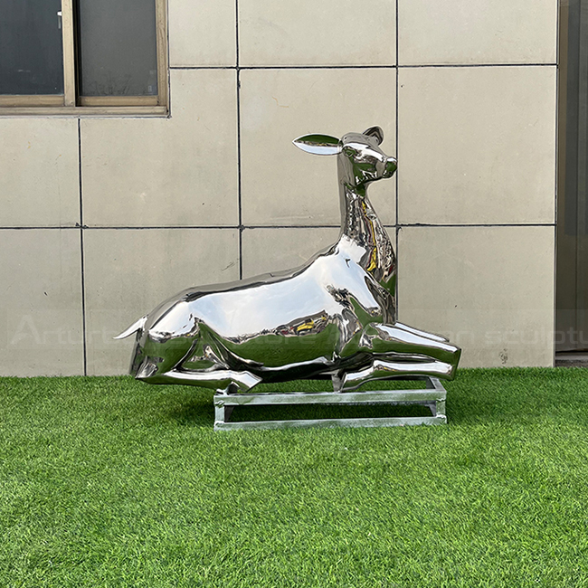 stainless steel Metal Deer lying Garden Statues