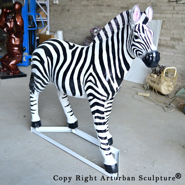0 Fiberglass zebra sculpture in our factory