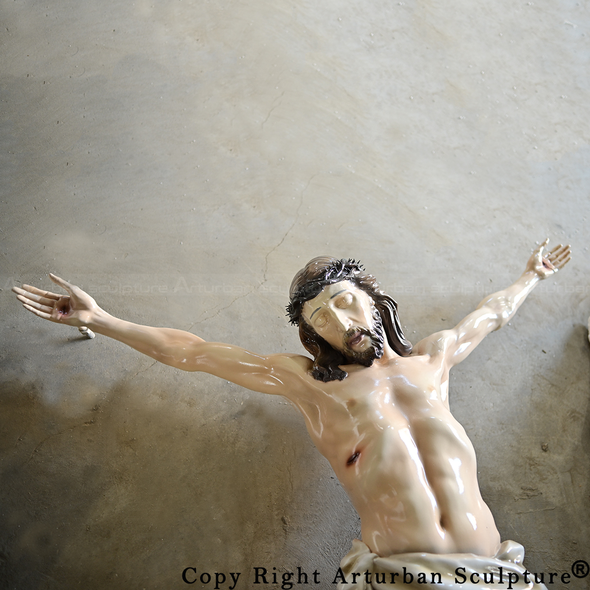 3 Fiberglass Jesus sculpture with outstretched arms