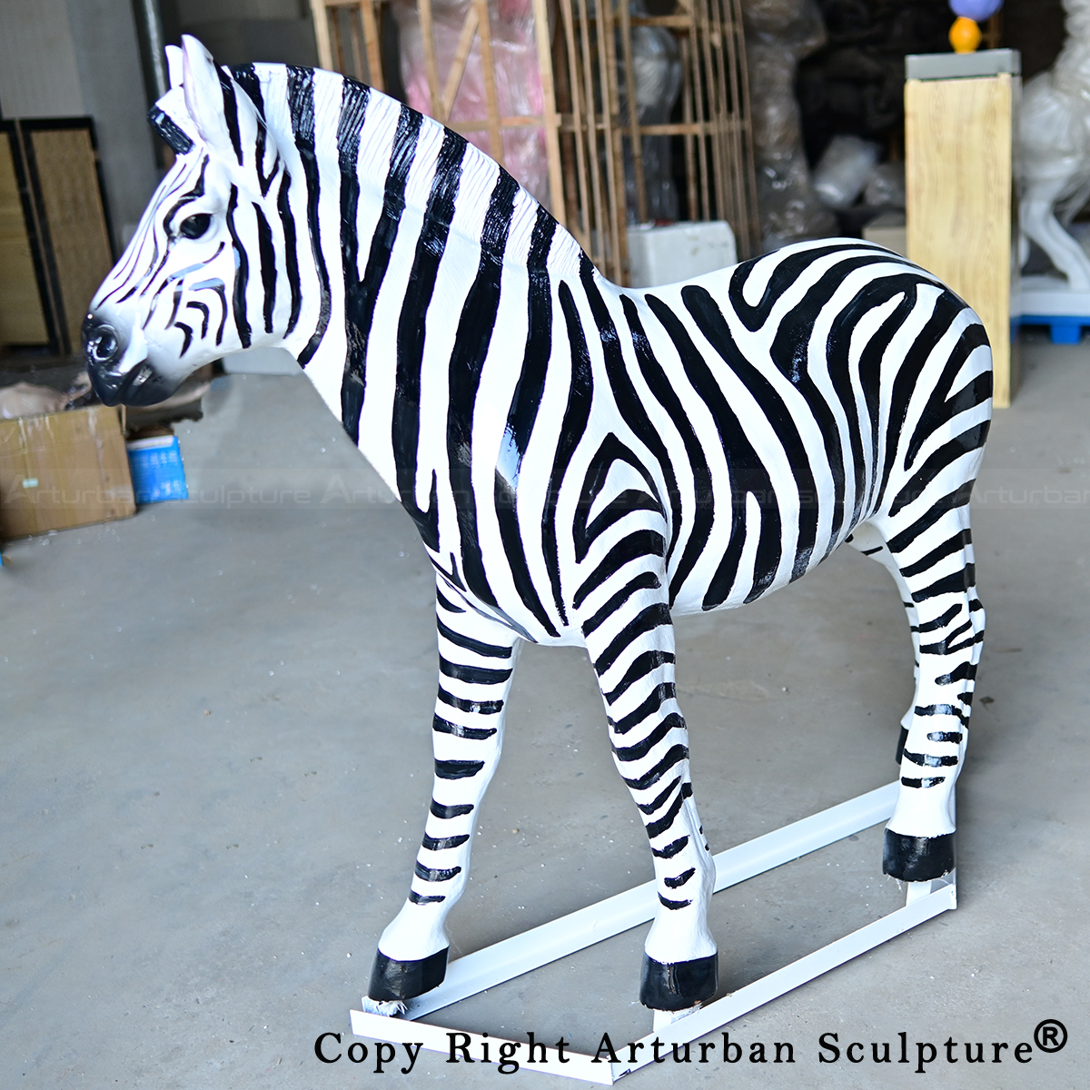 3 life size fiberglass Zebra sculpture