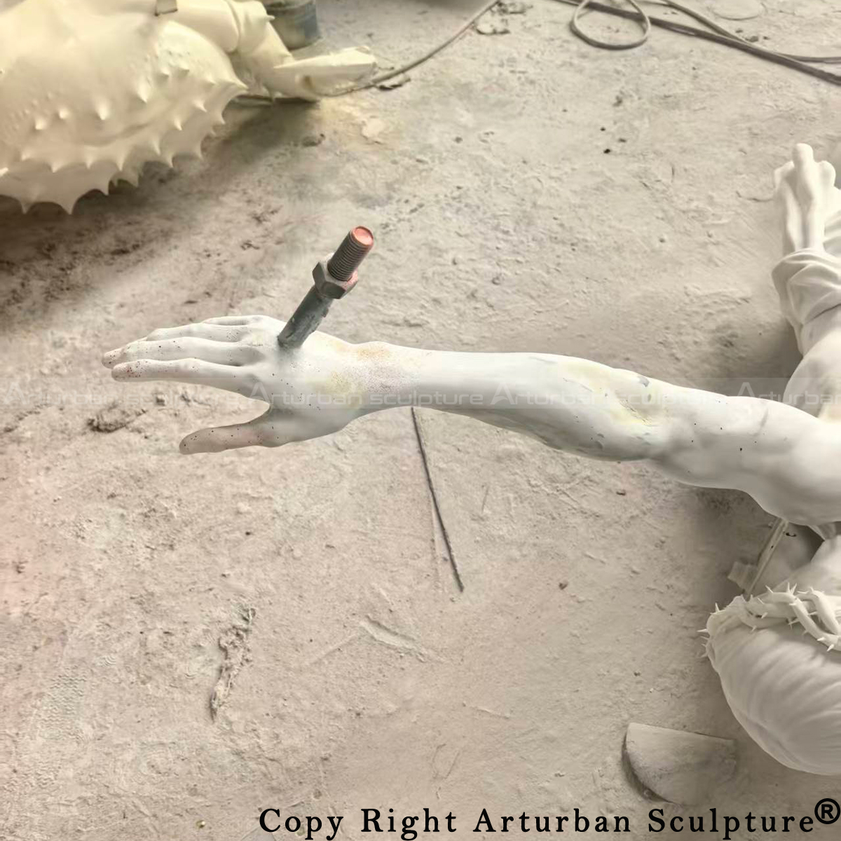 4 Threaded mounting bolt on fiberglass Jesus hand