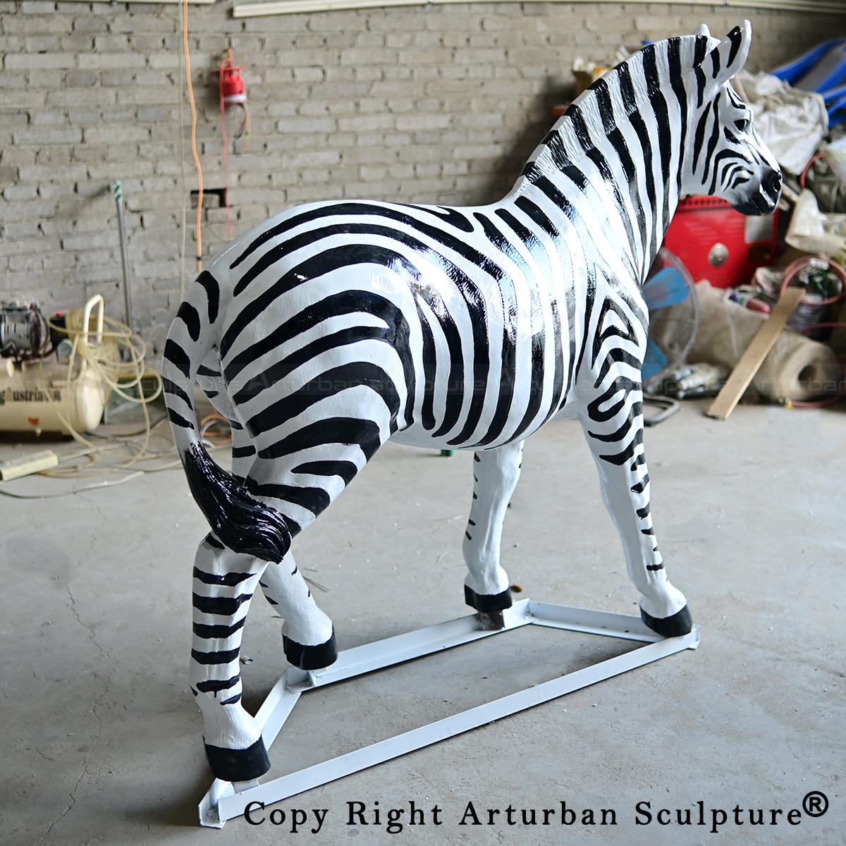 5 Realistic fiberglass zebra art in studio