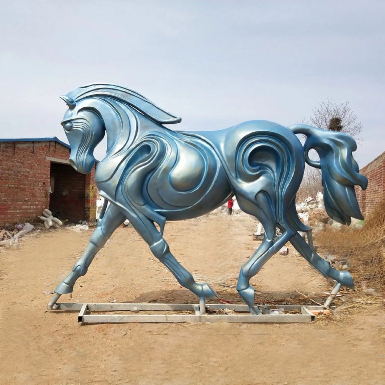 Bronze Contemporary Horse Statue in extended walking stance