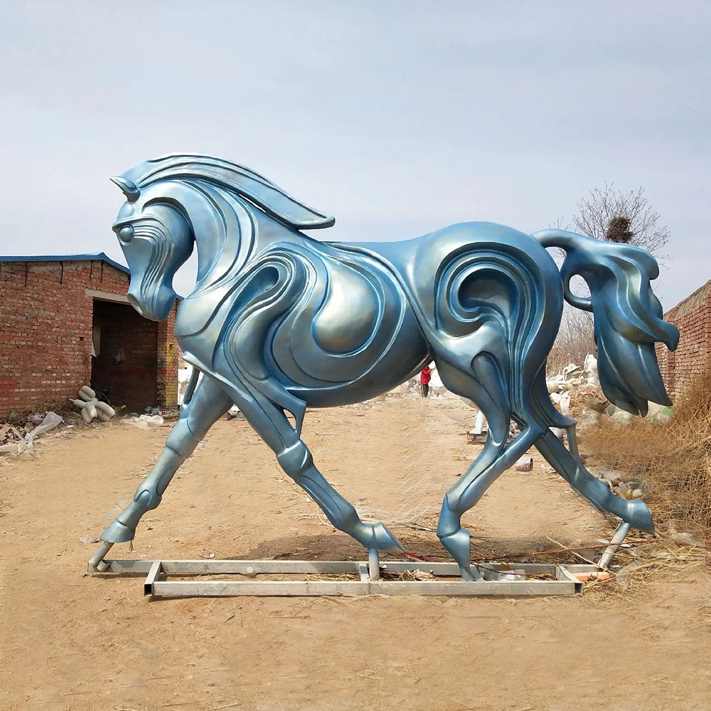 Bronze Contemporary Horse Statue in extended walking stance