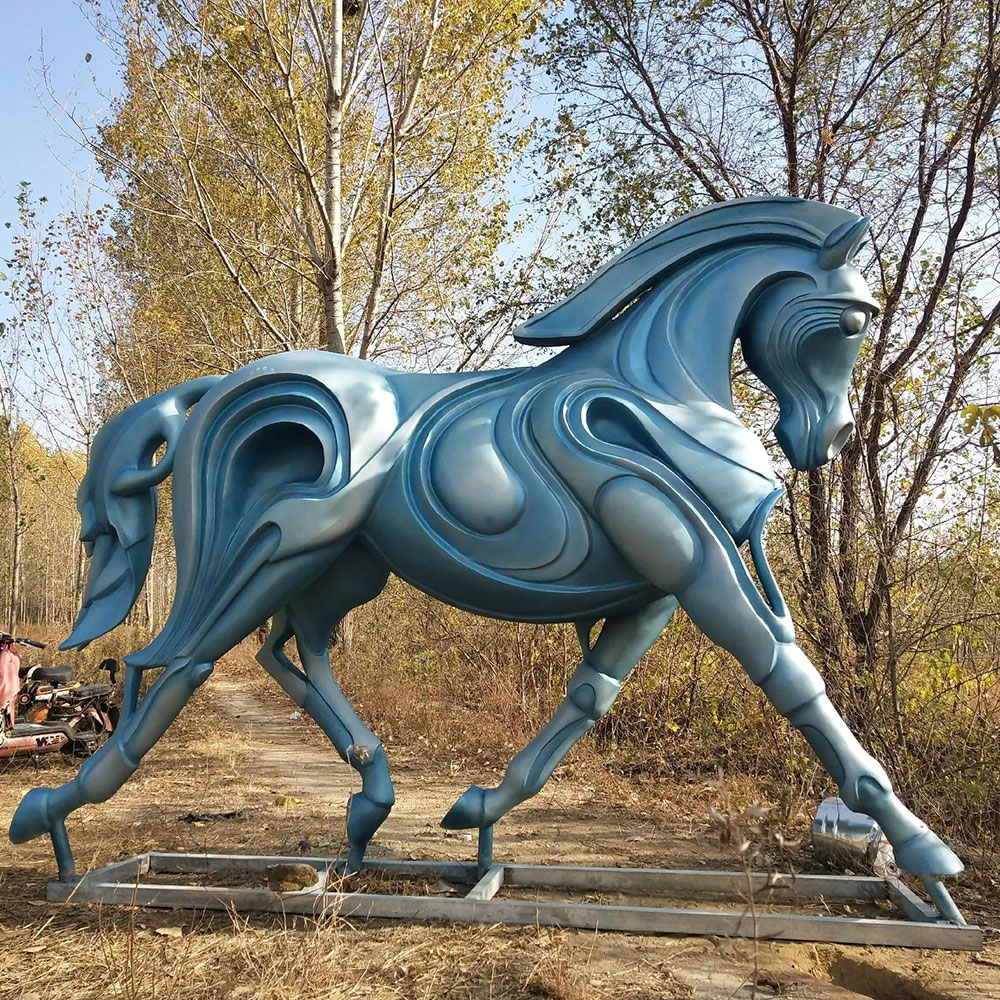 Bronze Contemporary Horse Statue in forward striding pose