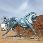 Bronze Contemporary Horse Statue with sculpted flowing tail