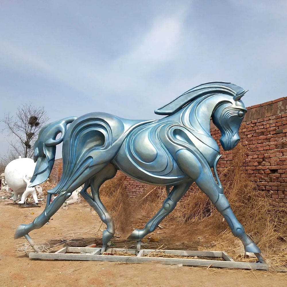 Bronze Contemporary Horse Statue with sculpted flowing tail