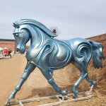 Bronze Contemporary Horse Statue with swirling body patterns