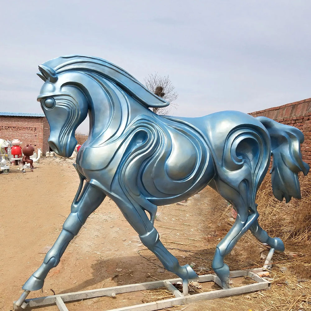 Bronze Contemporary Horse Statue with swirling body patterns