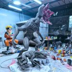 Fiberglass Stranger Things sculpture with red flower-head Demogorgon