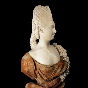 Marble Statue of Marie Antoinette with roses