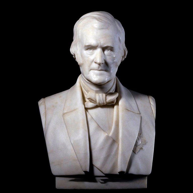 Marble Stratford Canning Bust in formal dress