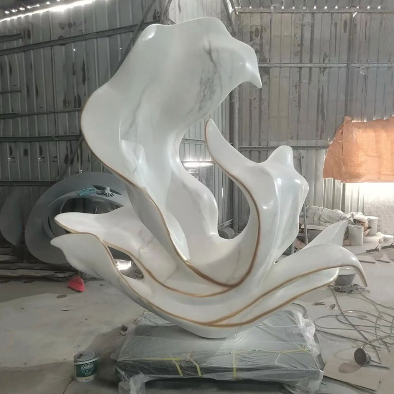Stainless steel Abstract Flower Statue with flowing petals