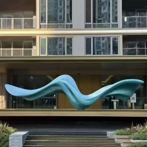 Stainless steel Abstract Wave Sculpture outdoor installation