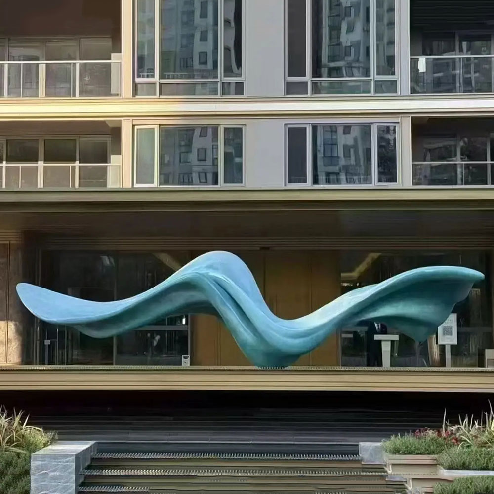 Stainless steel Abstract Wave Sculpture outdoor installation