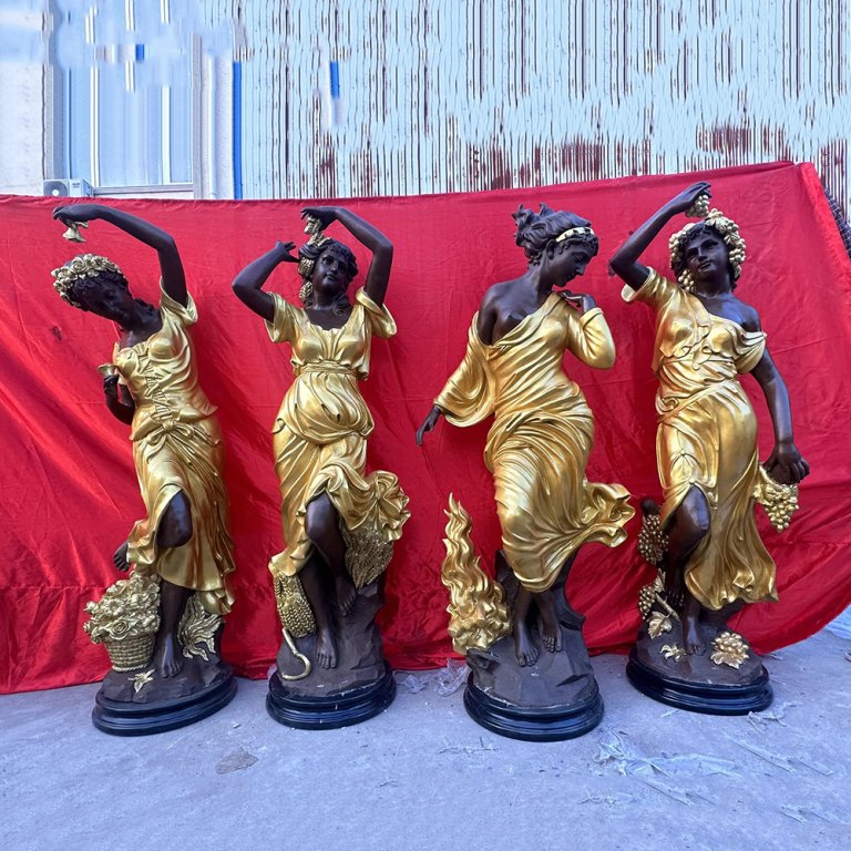 Bronze Four Seasons Sculpture with Classical Female Figures
