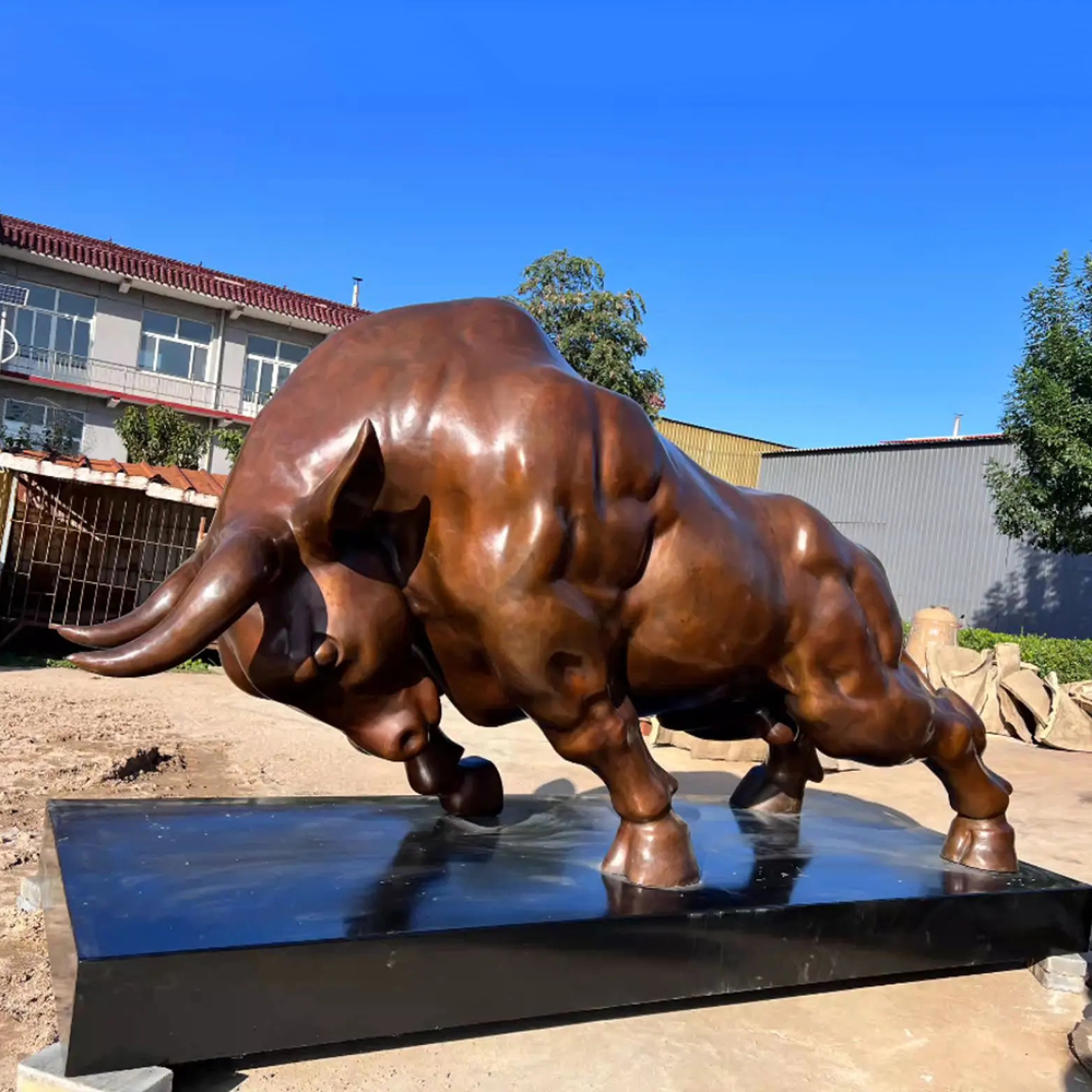 Charging Bull for Sale bronze sculpture on pedestal