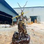 Chinese Monkey God Statue with Golden Staff
