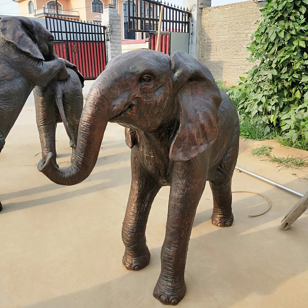 Realistic Baby Elephant Statue in Bronze Finish